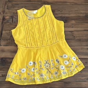 NEW Anthropologie Maeve Calendula Beaded Peplum Top. Size 4